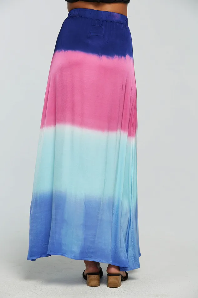 Womens Stretch Silky Basics Side Slit Maxi Skirt Bottoms Chaser Brand