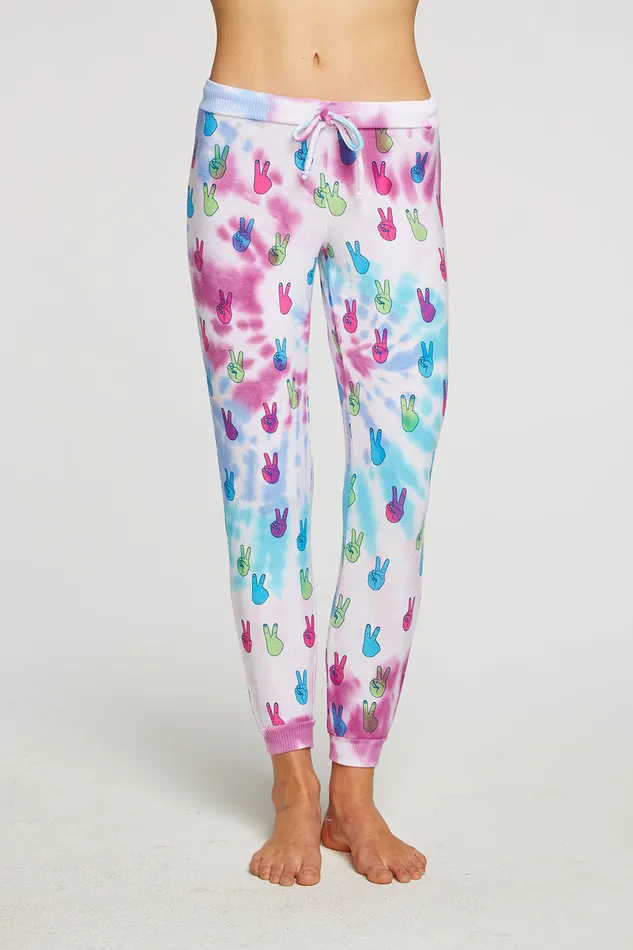 Womens Tie Dye Peace Out Pants Loungewear Chaser Brand