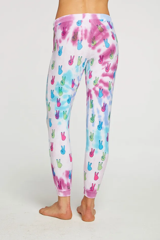 Womens Tie Dye Peace Out Pants Loungewear Chaser Brand