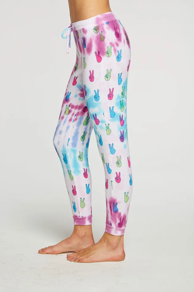 Womens Tie Dye Peace Out Pants Loungewear Chaser Brand