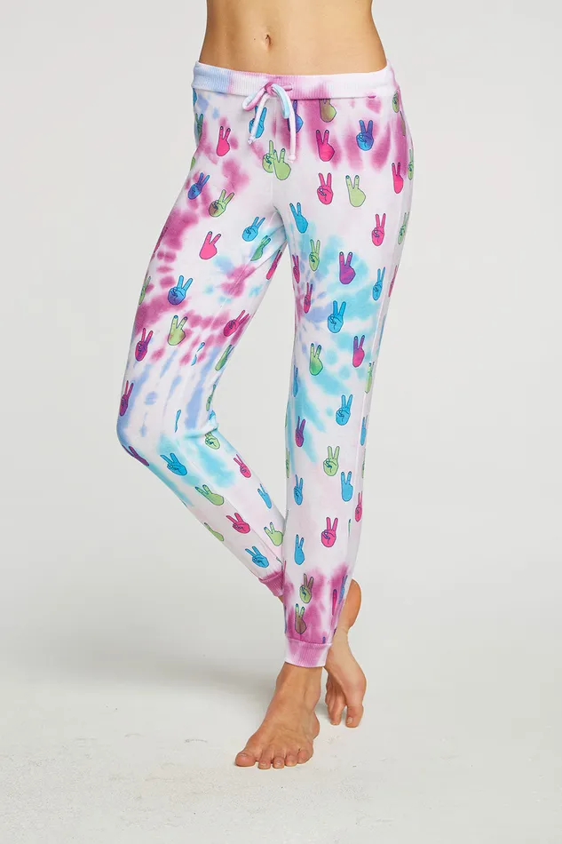 Womens Tie Dye Peace Out Pants Loungewear Chaser Brand