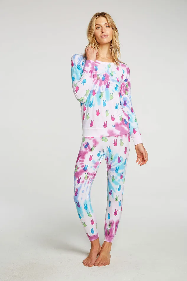 Womens Tie Dye Peace Out Pants Loungewear Chaser Brand