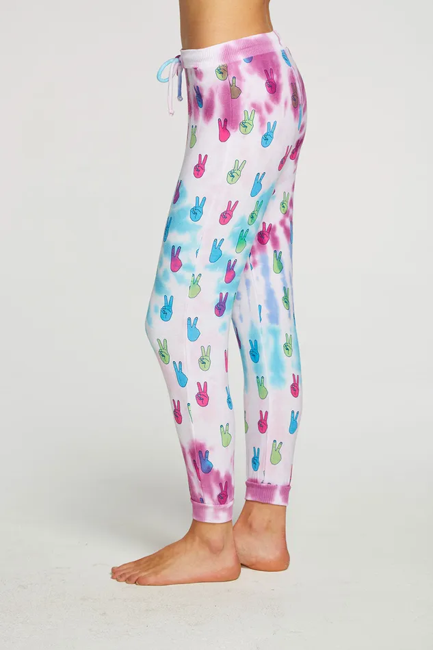 Womens Tie Dye Peace Out Pants Loungewear Chaser Brand