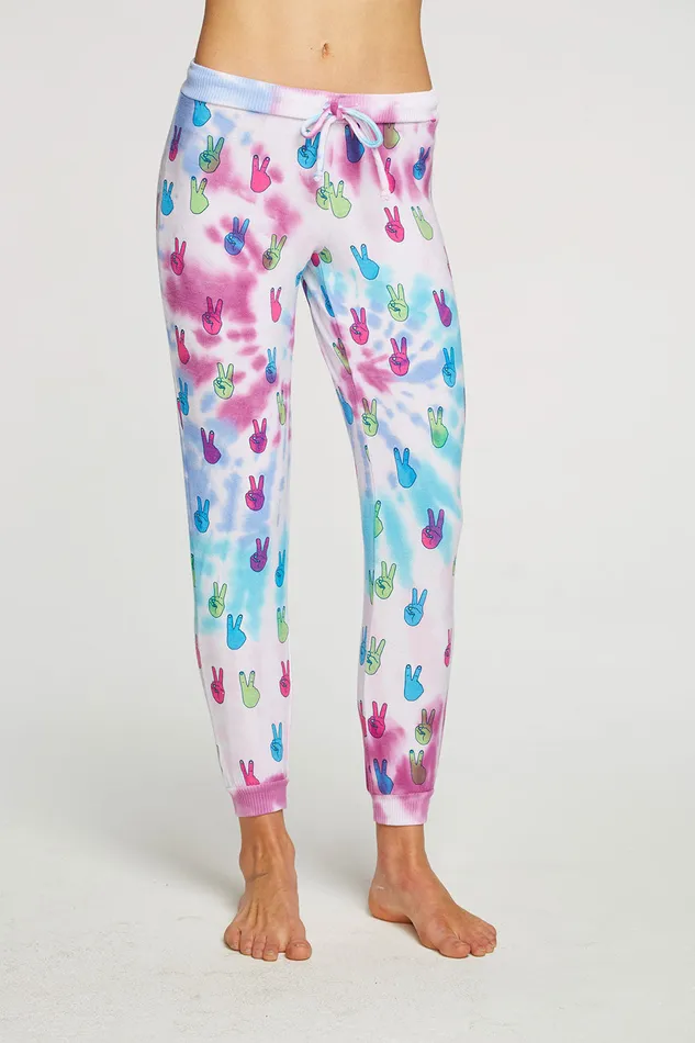 Womens Tie Dye Peace Out Pants Loungewear Chaser Brand