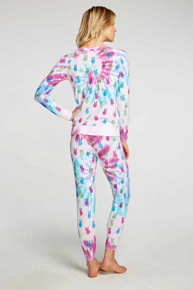 Womens Tie Dye Peace Out Pants Loungewear Chaser Brand