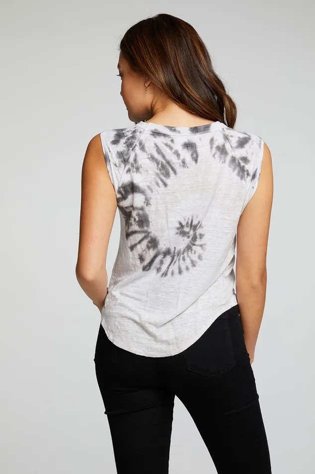Womens Tops Chaser Brand Linen Jersey Cap Sleeve Raglan Shirttail Muscle Tee