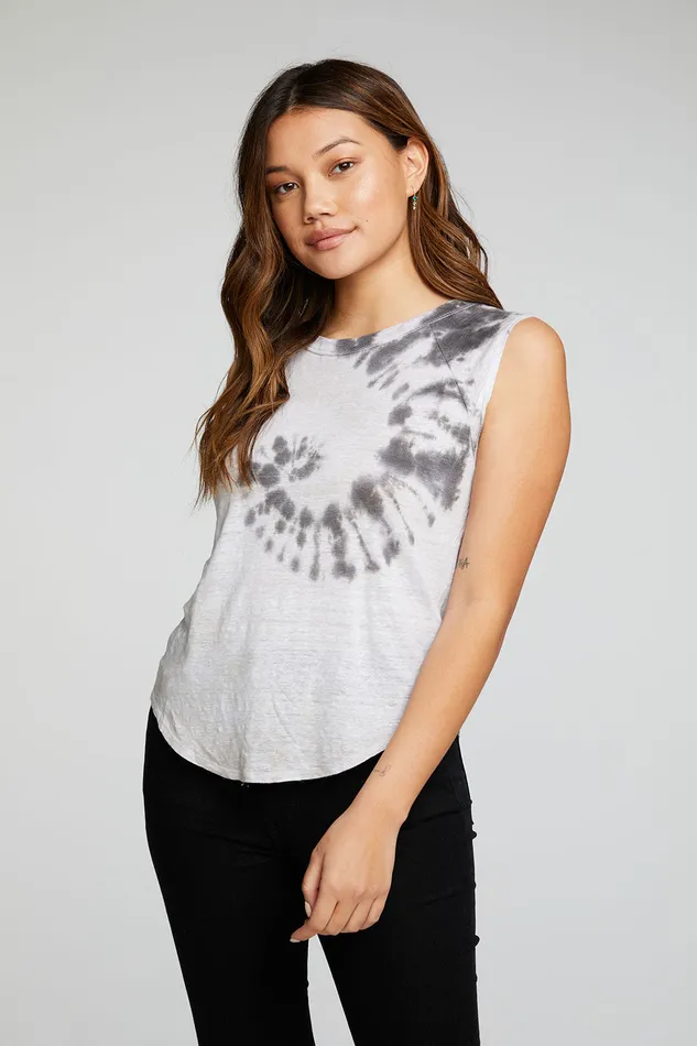 Womens Tops Chaser Brand Linen Jersey Cap Sleeve Raglan Shirttail Muscle Tee