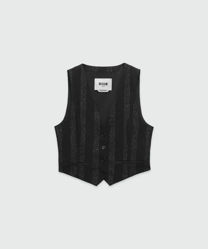 Wool Lurex Pinstripe Vest Women MSGM Blazers