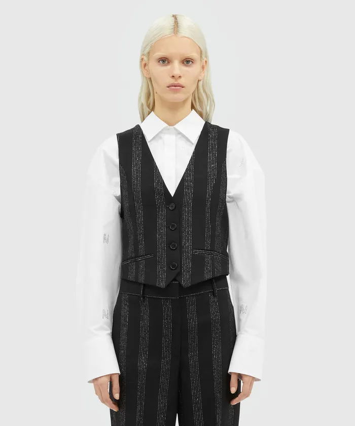 Wool Lurex Pinstripe Vest Women MSGM Blazers