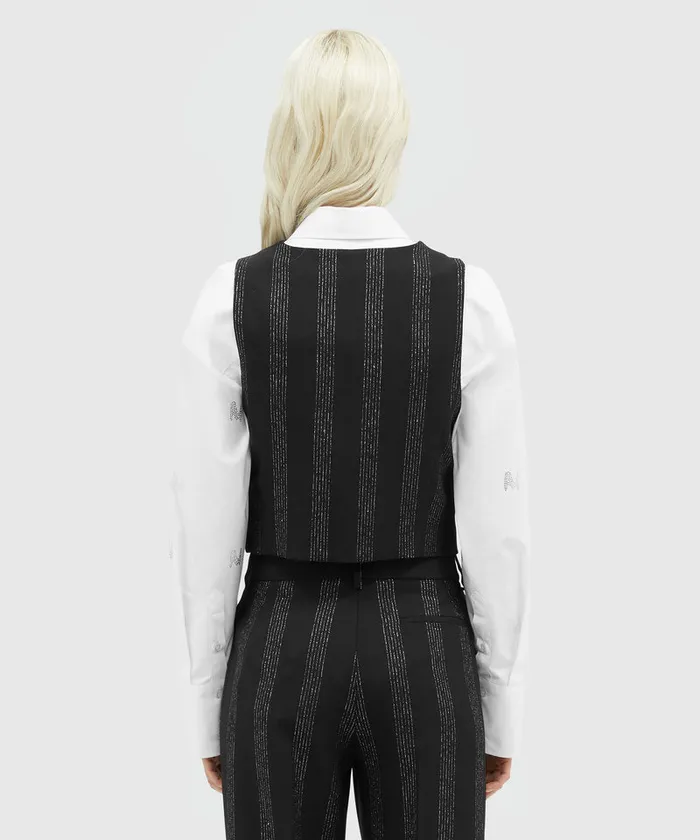 Wool Lurex Pinstripe Vest Women MSGM Blazers