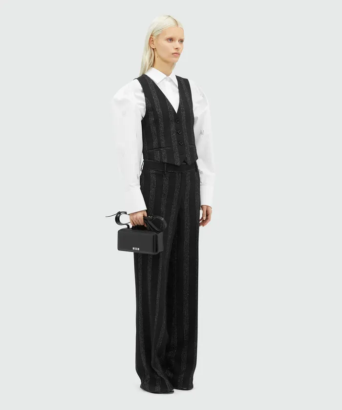 Wool Lurex Pinstripe Vest Women MSGM Blazers