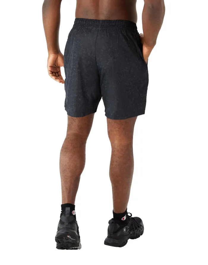 Woven Sport Shorts Moisture Wicking Allover Print 7034 Rock Texture Black Men Champion Shorts
