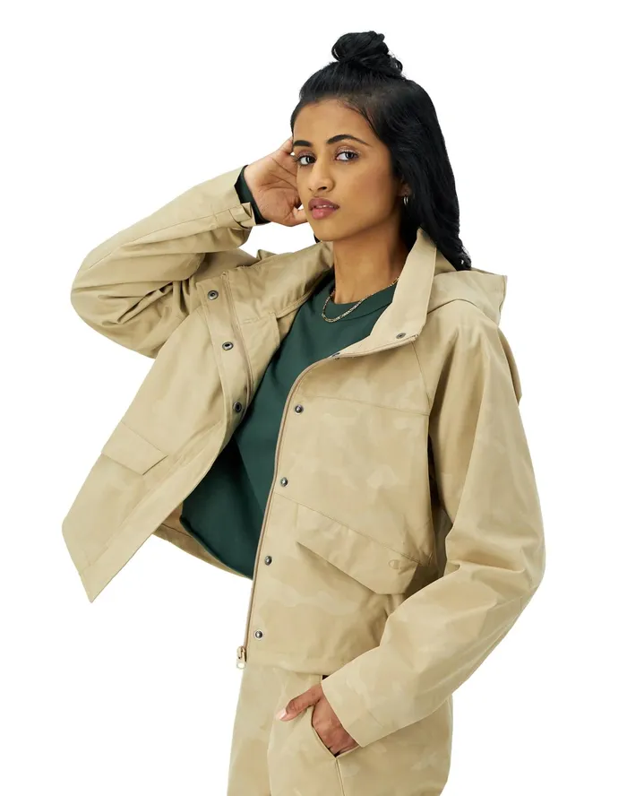Woven Utility Jacket C Logo Deep Camo Country Walnut Women Champion Jackets