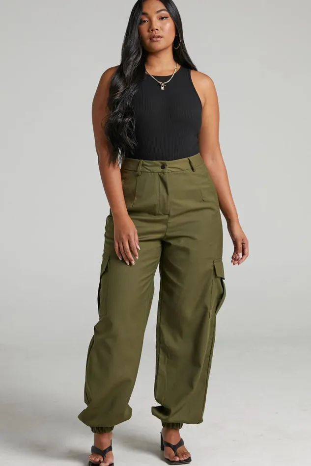 Xyriel 8211 High Waisted Utility Style Cargo Pants In Khaki Women Showpo Pants