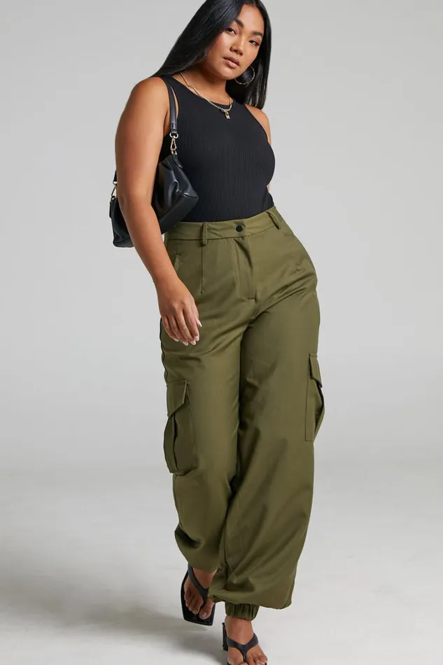 Xyriel 8211 High Waisted Utility Style Cargo Pants In Khaki Women Showpo Pants