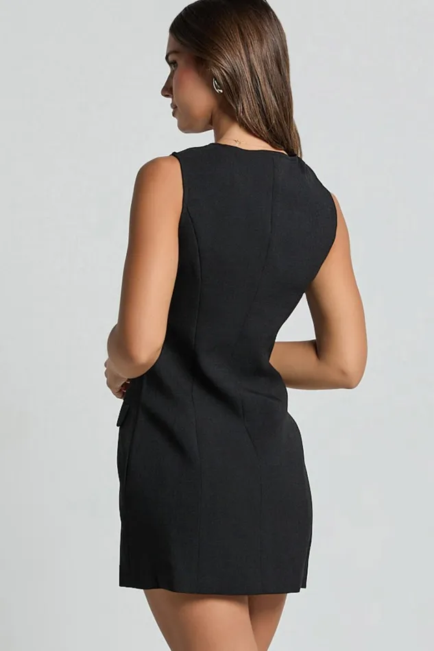Yasmine Mini Dress 8211 Button Down Boucle Dress In Black Women Showpo Dresses