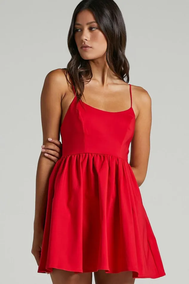 You Got Nothing To Prove Mini Dress 8211 Strappy Aline Dress In Red Women Showpo Curve Clothes