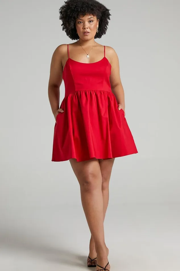 You Got Nothing To Prove Mini Dress 8211 Strappy Aline Dress In Red Women Showpo Curve Clothes