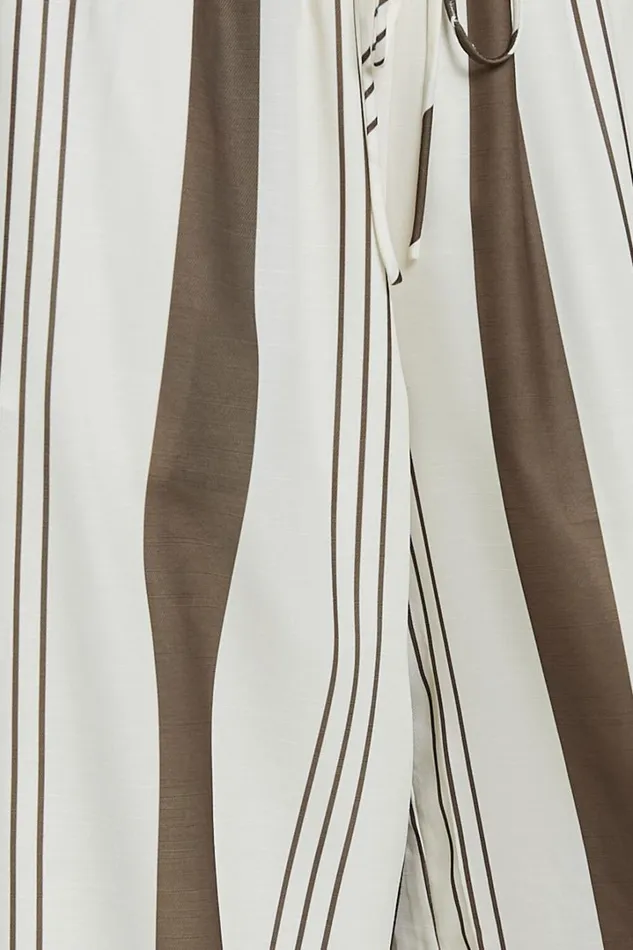 Zahara Pants 8211 High Waisted Relaxed Wide Leg Pants In Choc Stripe Women Showpo Pants