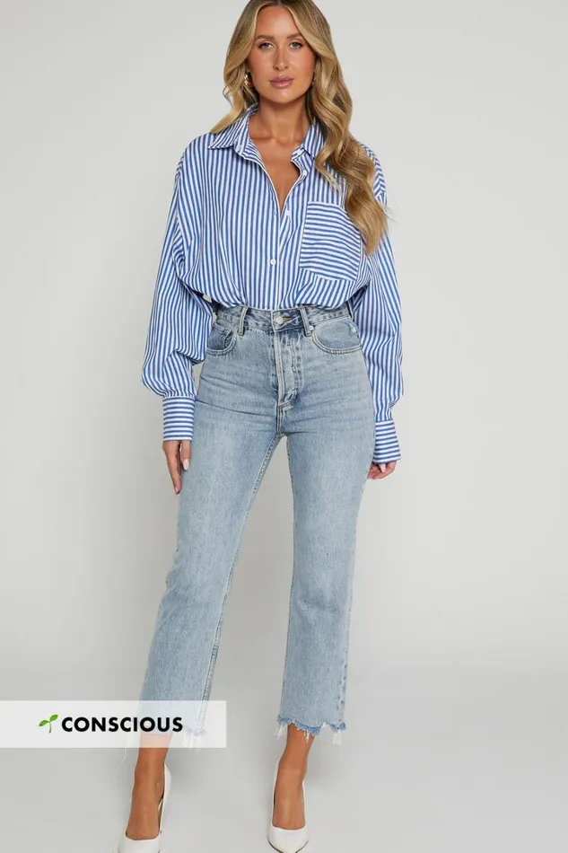 Zelrio Jeans 8211 High Waisted Recycled Cotton Cropped Denim Jeans In Mid Blue Wash Women Showpo Denim Zelrio Jeans 8211 High Waisted Recycled Cotton Cropped Denim Jeans In Mid Blue Wash Women Showpo Denim
